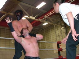 "The Monster" Cenobite chokes out Rob Impact during their Non Sanctioned Match in the night's Main Event.